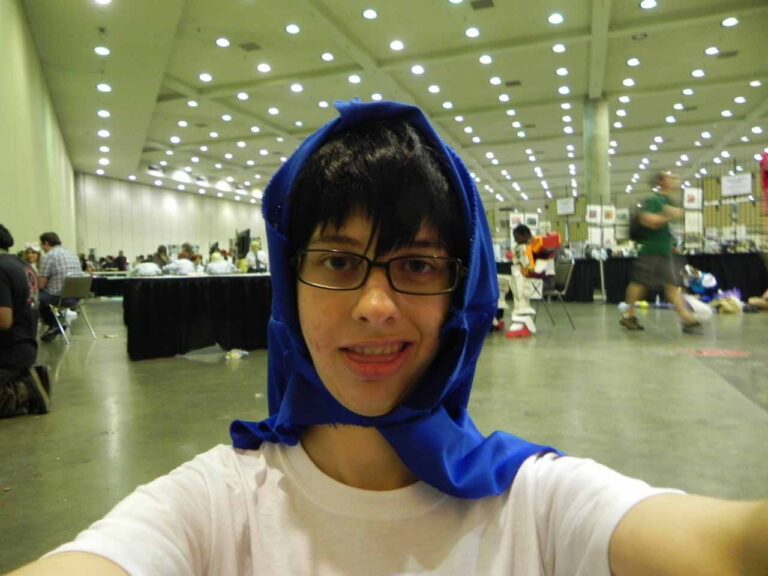 Posing in costume and taking a selfie.