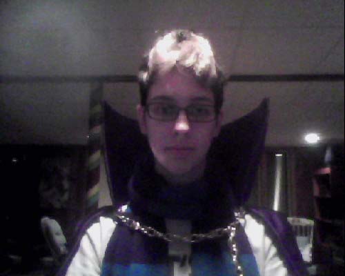 Test fit of the cape after forming the shape from cardboard.