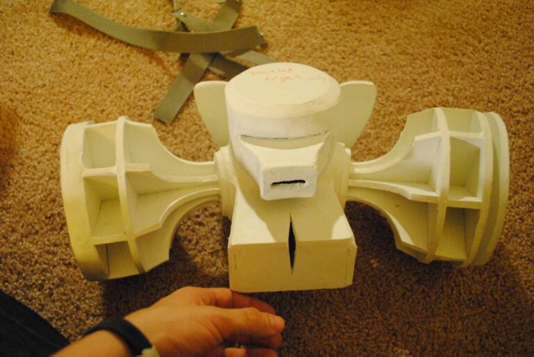 A piece of the 3d maneuver gear, assembled from foamcore.