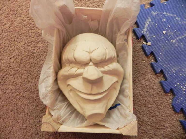 The finished clay mask, ready to be turned into a silicone mold.