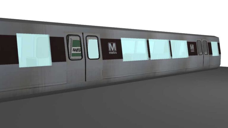 A 3D render of a metro train car model.