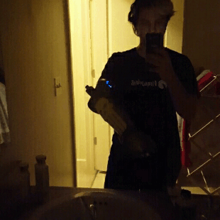 Animated test fit of the full robotic arm and blue LED lights.