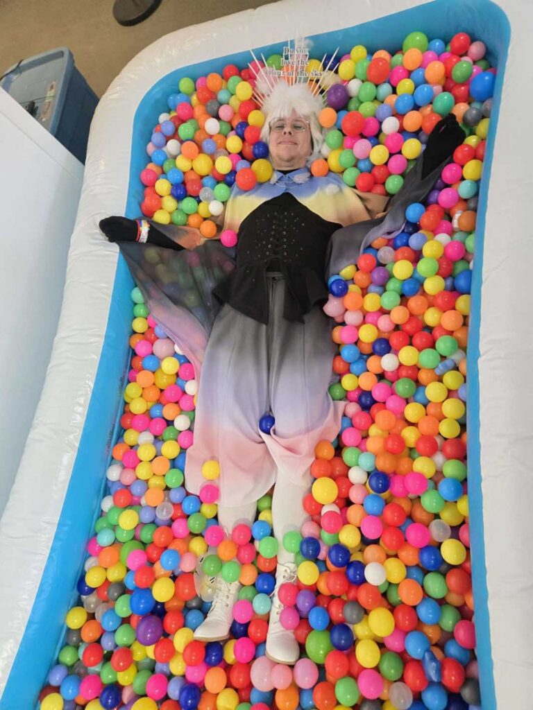 Wearing the costume while laying in the ballpit at Dashcon 2.