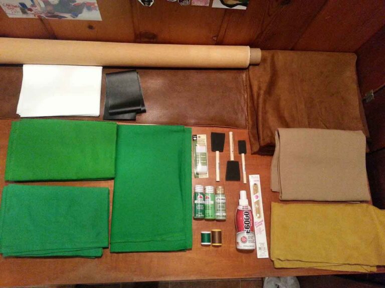 Raw fabric and materials for the costume, laid out and ready to start.